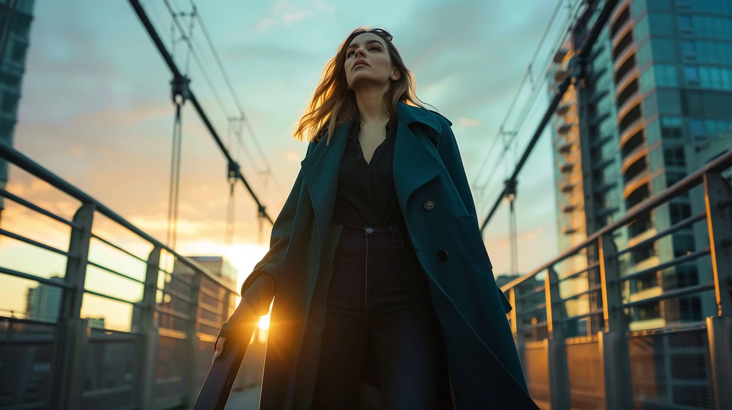 Determined woman at sunrise on a rooftop representing a fresh start with lift lending bad credit loans
